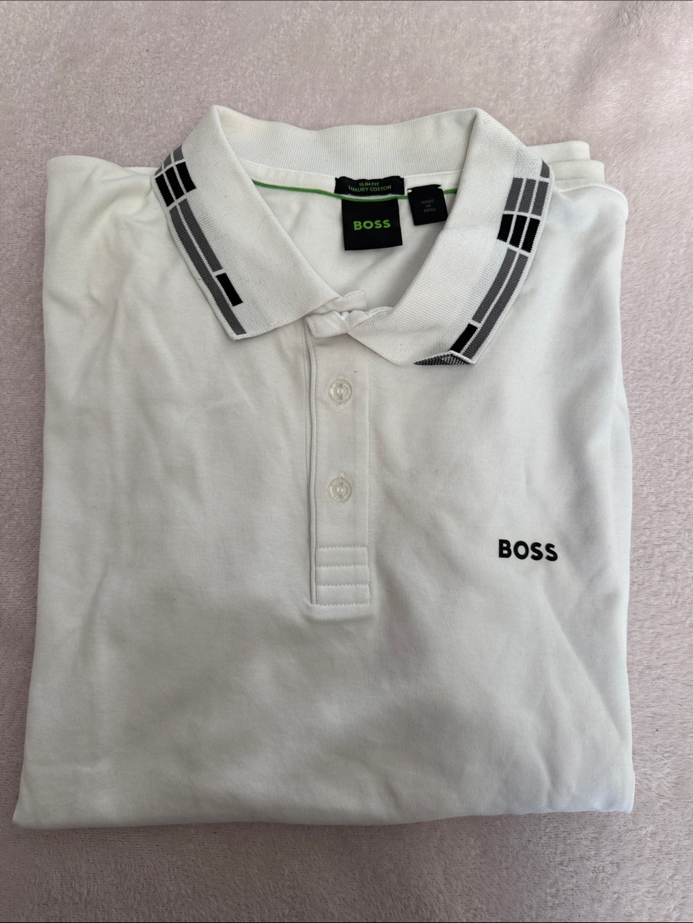 Hugo Boss White STRETCH-COTTON SLIM-FIT POLO SHIRT WITH GRAY AND BLACK ACCENTS